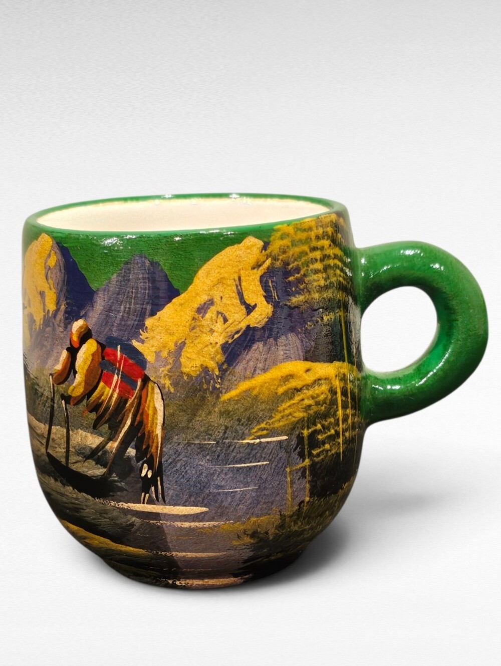 Signed Hand Painted Llama in Peru Peruvian Mug